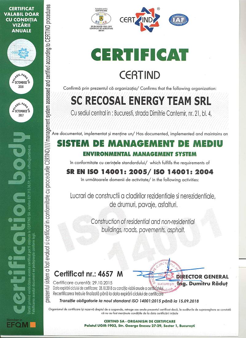 Certificari ISO 9001 Asfalterra Energy Team
